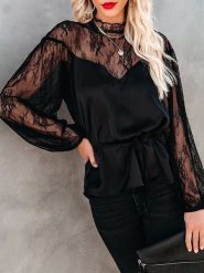 Milan Kiss Bluzka w kolorze czarnym rozmiar: XL. Czarne bluzki damskie Milan Kiss, xl, bez wzorów, z koronki, bez kołnierzyka, bez ramiączek. Za 126.99 zł.