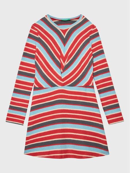 United Colors Of Benetton Sukienka codzienna 3FVTCV008 Czerwony Regular Fit. Czerwone sukienki dziewczęce United Colors Of Benetton, bez wzorów, z syntetyku, bez ramiączek. Za 119.99 zł.