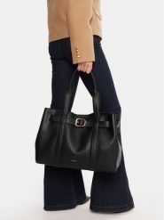 Calvin Klein Torebka Buckle Medium Tote LV04F3294G Czarny. Czarne torebki klasyczne damskie CALVIN KLEIN, bez wzorów, ze skóry, bez dodatków. Za 479.99 zł.
