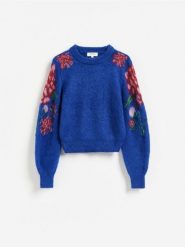 Sweter z żakardowym wzorem - niebieski. Niebieskie swetry klasyczne damskie Reserved, l, z dzianiny, bez kołnierzyka. Za 149.99 zł.