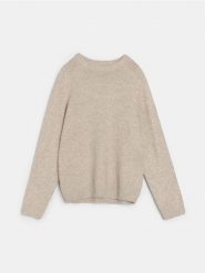 Sweter basic - beżowy. Brązowe swetry męskie Sinsay, l, bez wzorów, bez kołnierzyka. Za 69.99 zł.
