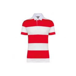 Koszulka polo w paski Kariban. Czerwone koszulki polo męskie KARIBAN, m, bez wzorów, z bawełny, bez ramiączek. Za 176.00 zł.