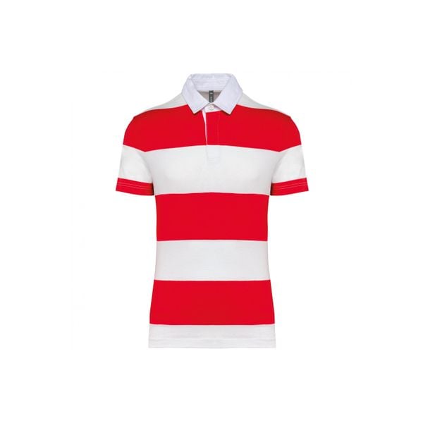 Koszulka polo w paski Kariban. Czerwone koszulki polo męskie KARIBAN, m, bez wzorów, z bawełny, bez ramiączek. Za 176.00 zł.