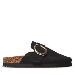Klapki DeeZee. Czarne klapki damskie DeeZee, bez wzorów, bez obcasa. Za 119.99 zł.