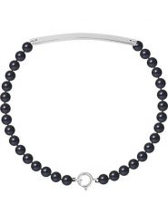 Pearline Bransoletka "Love Gourmette" z perłami w kolorze tahiti rozmiar: onesize. Niebieskie bransoletki damskie Pearline, srebrne. Za 217.99 zł.