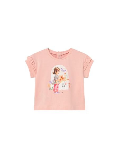 Mayoral T-Shirt 1080 Różowy Regular Fit. Czerwone koszulki dziewczęce Mayoral, bez wzorów, z bawełny, bez ramiączek. Za 69.99 zł.