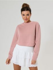 Bluza basic - różowy. Czerwone bluzy bez kaptura damskie Sinsay, l, bez wzorów, bez ramiączek, bez kaptura. Za 19.99 zł.