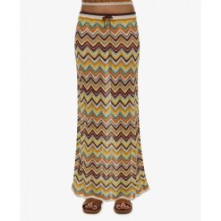 Długa spódnica z prążkowanej dzianiny w zygzaki dla kobiet Superdry. Zielone spódniczki damskie Superdry., bez wzorów, z dzianiny, casualowe, maxi, proste. Za 349.55 zł.