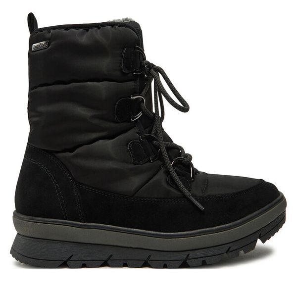 Trzewiki Jana. Czarne botki damskie JANA, bez obcasa, na płaskiej podeszwie, bez zapięcia. Za 229.99 zł.