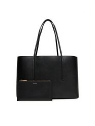 Calvin Klein Torebka Foil Logo Tote W/Pouch LV04F3274G Czarny. Czarne torebki klasyczne damskie CALVIN KLEIN, bez wzorów, ze skóry, bez dodatków. Za 589.99 zł.