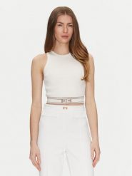 Elisabetta Franchi Top TK-39S-51E2 Biały Slim Fit. Białe topy damskie Elisabetta Franchi, s, bez wzorów, z wiskozy, bez kołnierzyka. Za 519.99 zł.
