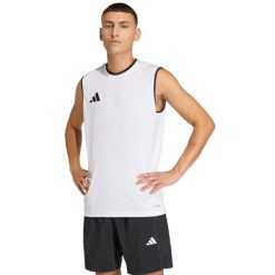 Koszulka męska adidas Entrada 26 Sleeveless Jersey. Białe t-shirty sportowe męskie Adidas, m, z jersey, bez ramiączek, na fitness i siłownię, climacool (adidas). Za 60.99 zł.