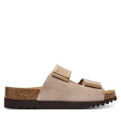 Klapki Scholl. Brązowe klapki damskie Scholl, bez wzorów, bez obcasa. Za 389.99 zł.