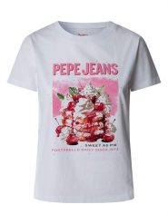 Pepe Jeans Koszulka "Ryoko" w kolorze białym rozmiar: M. Białe bluzki damskie Pepe Jeans, m, bez wzorów, z bawełny, bez kołnierzyka, bez ramiączek. Za 149.31 zł.
