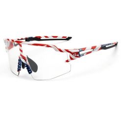 Okulary kolarskie fotochromatyczne z ochroną UV. Białe okulary przeciwsłoneczne męskie ROCKBROS, z materiału. Za 202.00 zł.