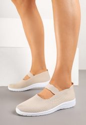 Beżowe Wsuwane Tenisówki z Ozdobnym Paskiem i Perforacją Zelsedi. Brązowe trampki i tenisówki damskie Born2be, bez wzorów, z jeansu. Za 44.99 zł.