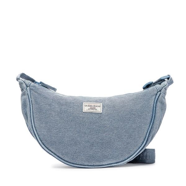 Torebka Guess Jeans. Niebieskie listonoszki damskie Guess Jeans, z aplikacjami, z jeansu, bez dodatków. Za 239.99 zł.