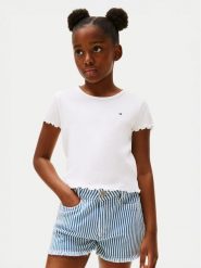 Tommy Hilfiger T-Shirt Essential KG0KG08590 Biały Regular Fit. Białe koszulki dziewczęce Tommy Hilfiger, bez wzorów, z bawełny, bez ramiączek. Za 79.99 zł.