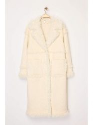 Trendyol Płaszcz pluszowy w kolorze beżowym rozmiar: 32. Brązowe płaszcze damskie Trendyol, bez wzorów. Za 173.99 zł.