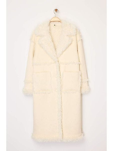 Trendyol Płaszcz pluszowy w kolorze beżowym rozmiar: 32. Brązowe płaszcze damskie Trendyol, bez wzorów. Za 173.99 zł.