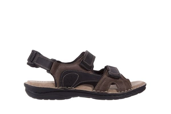 Sandały Bayla-133 9520 Nabuc Nero, Brąz, Skóra naturalna - 45. Czarne sandały męskie Bayla, ze skóry, bez zapięcia. W wyprzedaży za 89.10 zł.