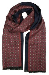Elegancki Szalik Bawełniany - Alties - Ceglana Czerwień, Drobny Wzór. Czerwone szaliki męskie Alties, na zimę, bez wzorów, z bawełny. Za 99.00 zł.