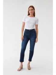 TATUUM Dżinsy "Printo" - Slim fit - w kolorze granatowym rozmiar: 34. Niebieskie jeansy damskie Tatuum, z podwyższonym stanem. Za 105.38 zł.