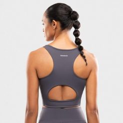 Damski sportowy stanik do biegania Siroko Angkor Dark Gray. Szare biustonosze sportowe damskie SIROKO, bez wzorów, z materiału. Za 126.00 zł.