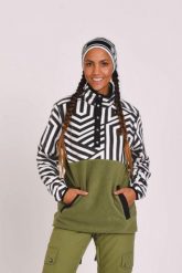 Bluza polarowa Fall Line w kolorze khaki. Zielone bluzy z kapturem damskie OOSC, na zimę, uniwersalny, z materiału. Za 367.99 zł.