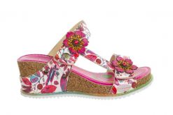 Klapki Laura Vita Bonito 22 Fushia 202047, Różowy, Skóra naturalna - 38. Czerwone klapki damskie Laura Vita, z aplikacjami, z materiału, bez obcasa, na koturnie. W wyprzedaży za 224.10 zł.