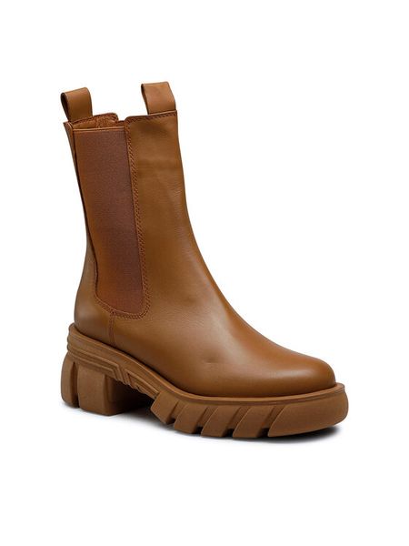 Badura Sztyblety 222FW34 Brązowy. Brązowe botki damskie Badura, ze skóry, bez obcasa, na słupku, bez zapięcia. Za 208.99 zł.