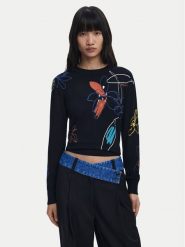 Desigual Sweter Arty 25WWJF33 Czarny Regular Fit. Czarne swetry klasyczne damskie Desigual, xl, z wiskozy, bez kołnierzyka. Za 219.99 zł.