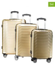 Geographical Norway 3-częściowy zestaw "Sopearl" w kolorze złotym rozmiar: onesize. Żółte walizki Geographical Norway, bez wzorów, z materiału. Za 434.99 zł.