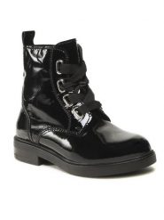 Lasocki Trzewiki WI16-ZOLA-02 Czarny. Czarne botki damskie Lasocki, z lakierowanej skóry, bez obcasa, na płaskiej podeszwie, bez zapięcia. Za 279.99 zł.