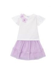 Mayoral Komplet t-shirt i spódniczka 3946 Fioletowy Regular Fit. Fioletowe koszulki dziewczęce Mayoral, bez wzorów, z bawełny, bez ramiączek. Za 189.99 zł.