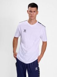 Koszulka Hummel Authentic. Białe t-shirty sportowe męskie HUMMEL, m, z bawełny, bez ramiączek, do piłki nożnej. Za 190.00 zł.