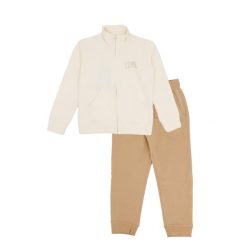 Bluza z pełny zamek błyskawiczny na co dzień. Białe spodnie dresowe damskie LEONE 1947 APPAREL, bez wzorów, z dresówki. W wyprzedaży za 164.19 zł.