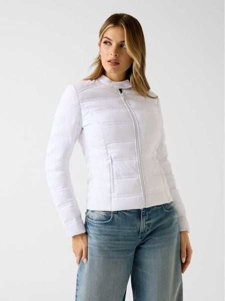 Guess Kurtka przejściowa 180536 Biały Classic Fit. Białe kurtki damskie Guess, xxl, z aplikacjami, bez kaptura. Za 695.00 zł.