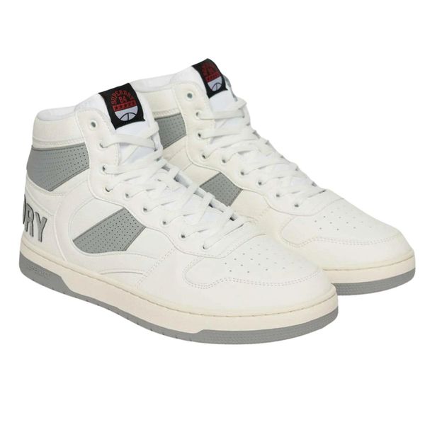Buty do chodzenia męskie Superdry Vegan Jump. Białe buty sportowe na co dzień męskie Superdry., z materiału, bez zapięcia, trekkingowe. Za 254.24 zł.