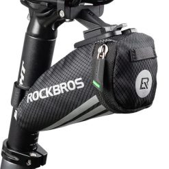 Torba rowerowa Rockbros montowana pod siodełkiem - czarna. Czarne torebki klasyczne damskie ROCKBROS, bez wzorów, z materiału, bez dodatków. Za 95.60 zł.