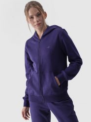 4F Bluza dresowa rozpinana z kapturem damska - granatowa S. Niebieskie bluzy z kapturem damskie 4f, s, z bawełny. W wyprzedaży za 119.99 zł.