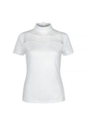 Koszulka jeździecka konkursowa damska EQUESTRIAN QUEEN Mia 2.0. Czerwone t-shirty damskie EQUESTRIAN QUEEN, xl, z aplikacjami, z koronki, bez kołnierzyka. Za 158.99 zł.