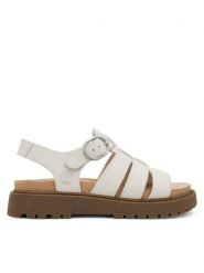 Timberland Sandały TB0A2Q1PEX41 Biały. Białe sandały damskie Timberland, bez wzorów, ze skóry, bez obcasa, na płaskiej podeszwie. Za 329.99 zł.