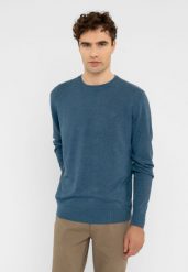 Lekki sweter S-MARC. Niebieskie swetry męskie Volcano, m, bez wzorów, z materiału, bez kołnierzyka. Za 139.99 zł.