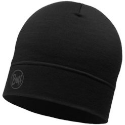 Czapka BUFF MERINO LIGHTWEIGHT BEANIE SOLID BLACK. Czarne czapki męskie Buff, z wełny. W wyprzedaży za 129.99 zł.