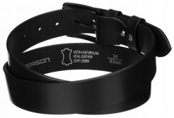 Pasek skórzany Peterson [DH] PTN PM-27 czarny. Czarne paski męskie Peterson, bez wzorów, ze skóry, eleganckie. Za 40.99 zł.