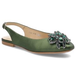 Zielone Sandały Armodo Eleganckie Obuwie Damskie. Zielone sandały damskie Armodo, bez wzorów, ze skóry, bez obcasa, na obcasie. Za 489.00 zł.