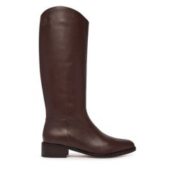 Kozaki LAUREN RALPH LAUREN. Brązowe kozaki damskie Lauren Ralph Lauren, bez obcasa, na płaskiej podeszwie. Za 1,599.00 zł.