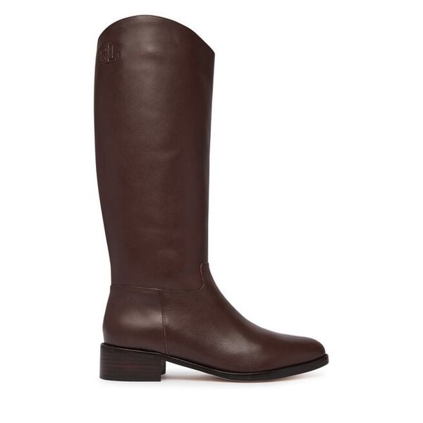 Kozaki LAUREN RALPH LAUREN. Brązowe kozaki damskie Lauren Ralph Lauren, bez obcasa, na płaskiej podeszwie. Za 1,599.00 zł.