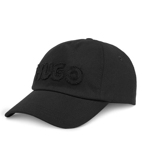 Czapka z daszkiem HUGO. Czarne czapki z daszkiem damskie Hugo, bez wzorów. Za 109.99 zł.